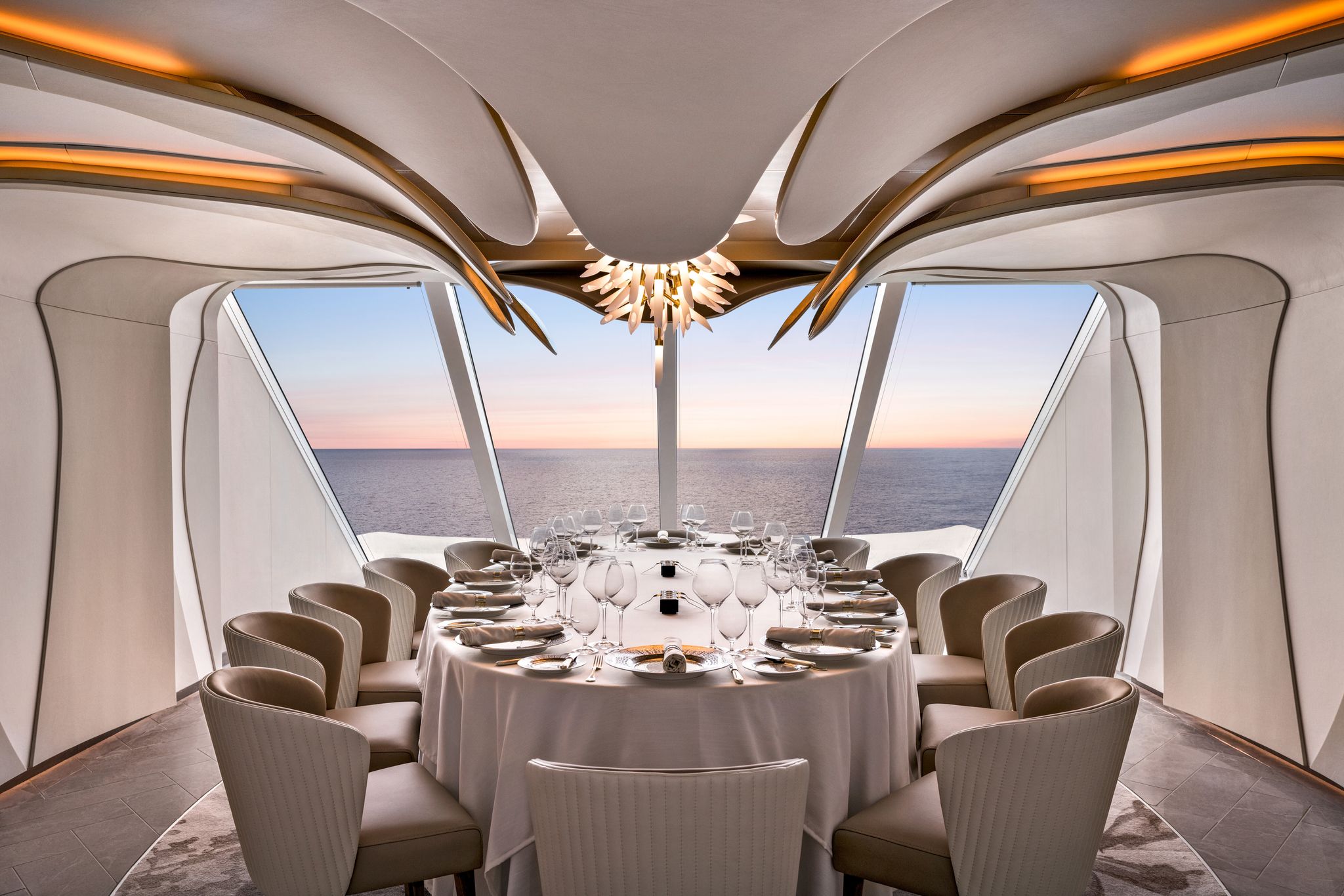 Ambiente statt Action: Der Fokus bei Oceania Cruises liegt auf Kulinarik und Luxus. Das Bild zeigt den Privee-Bereich auf der «Vista», dem Schwesterschiff der «Allura» - ein Dinner-Séparée, das Gäste extra buchen können.