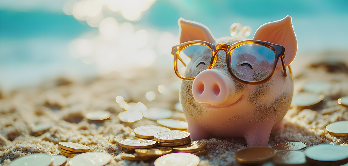 Foto: Adobe Stock/Erika Sparschwein Geld Strand