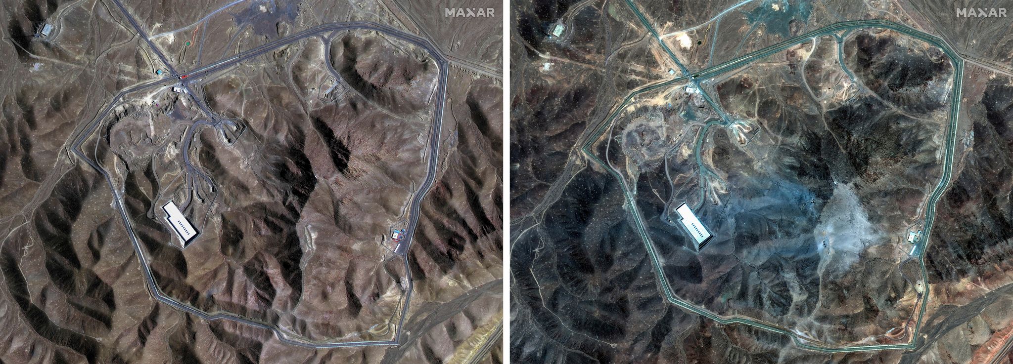 Das Satellitenbild zeigt die mutmaßlichen Einschlaglöcher der massiven US-Bomben. Doch wie folgenreich war der Angriff tatsächlich? (Archivbild)
