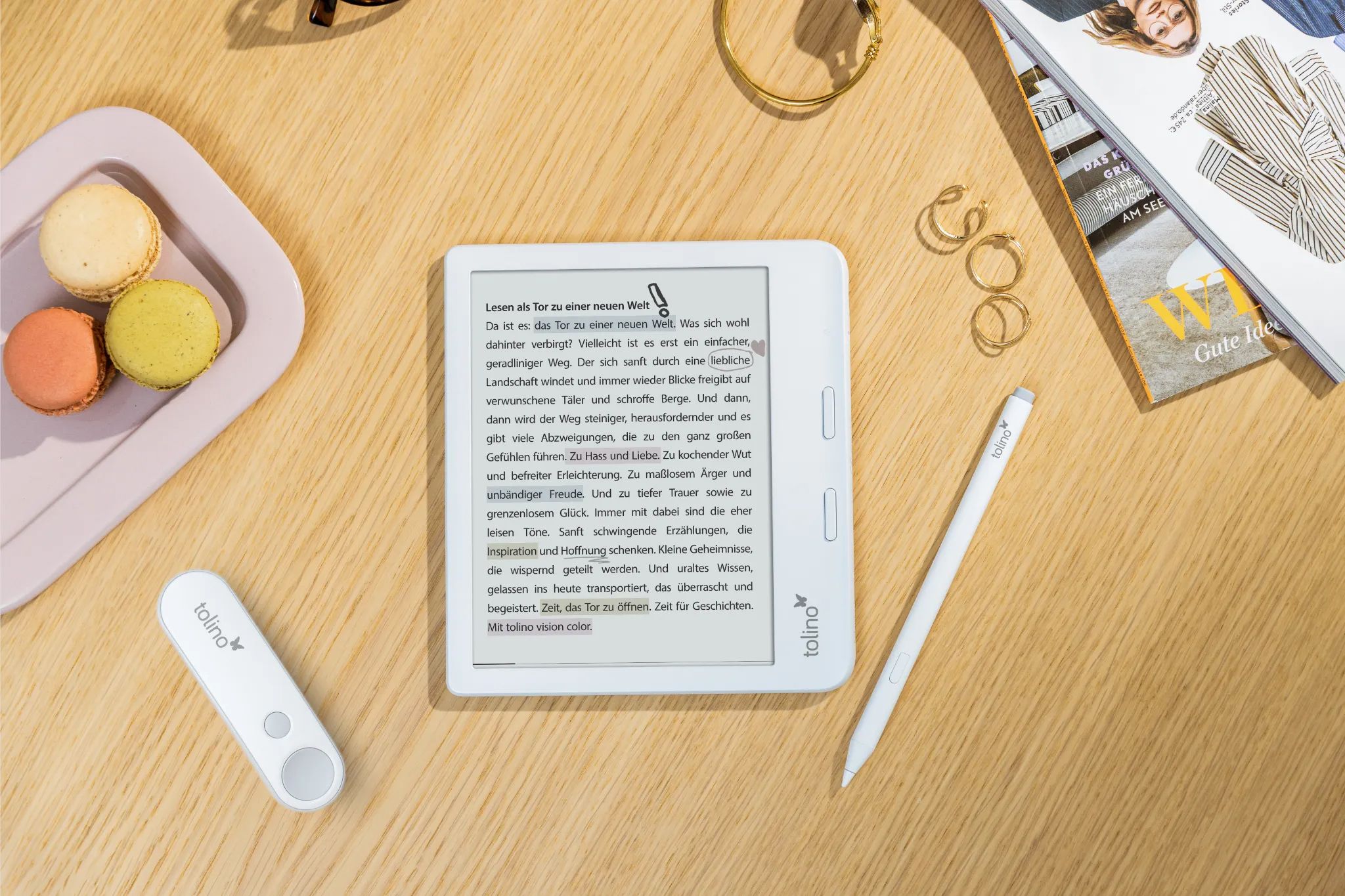 Die neue Tolino Flip-Fernbedienung ermöglicht Blättern im E-Book, ohne den Reader in den Händen halten zu müssen.