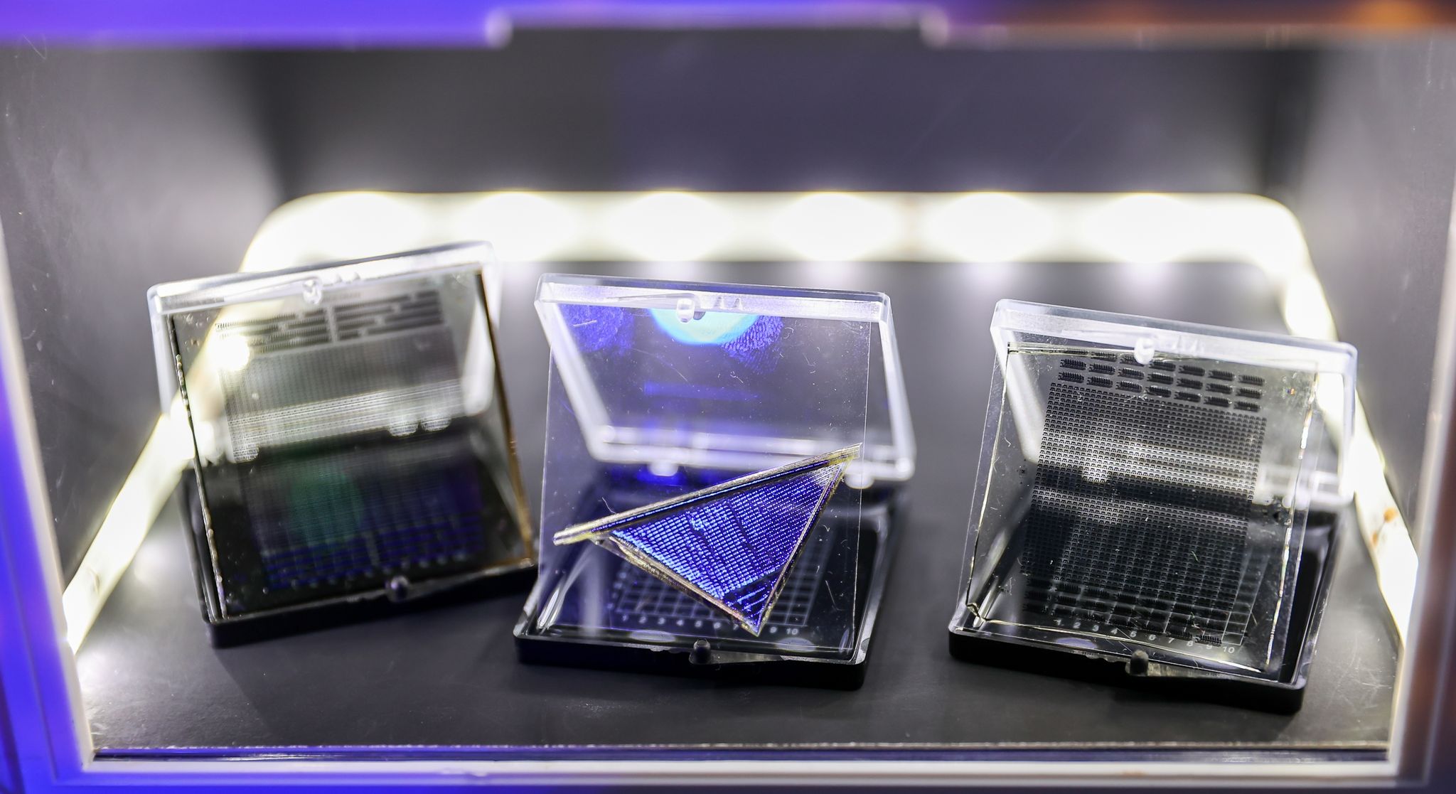 Auf Folien aufgebrachte flexible Mikroelektronik in einem Labor der Technischen Universität Chemnitz.